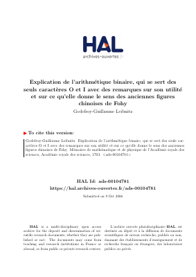 Couverture de Leibniz - Arithmétique binaire